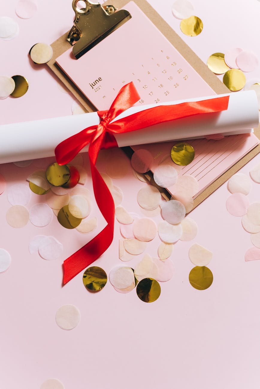 high angle shot of a calendar
